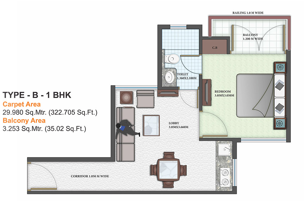 1BHK Type B