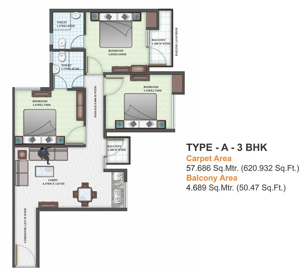 3BHK Type A