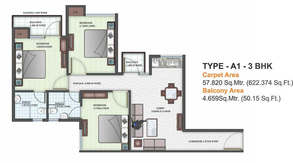 3BHK Type A1